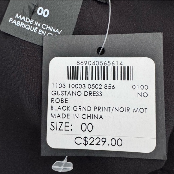 Club Monaco Gustano Dress Black Grand Floral Print Bell Sleeve Sheer pattern 00 - Picture 7 of 8